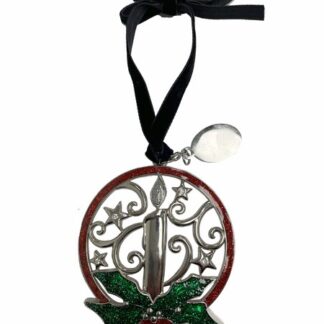 CANDLE & WREATH 3D ORNAMENT WITH ENGRAVING TAG